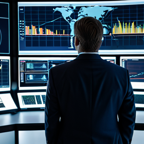 Home 4 A professional data analyst, fully clothed in a modest business suit, stands thoughtfully in a sophisticated, high-tech control room. Large, translucent holographic screens display intricate network graphs and abstract data visualizations representing voter sentiment and communication flows. The analyst's natural pose and perfect anatomy emphasize a focused, professional demeanor amidst the complex electoral data. The scene is illuminated by soft, futuristic lighting, creating a clean, professional atmosphere. safe for work, appropriate content, fully clothed, professional.