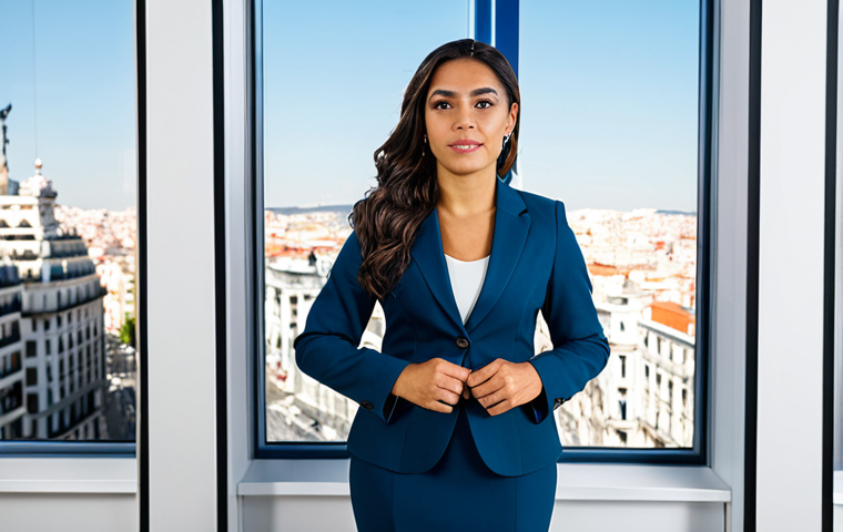크루원이 빠르게 태스크를 완수하는 방법 - "A confident Latina businesswoman in a stylish, modest business suit, standing in a modern office ov...